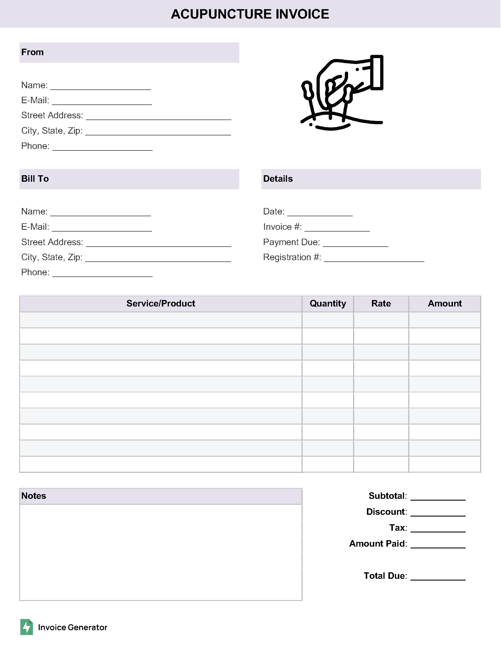 Acupuncture Invoice Template