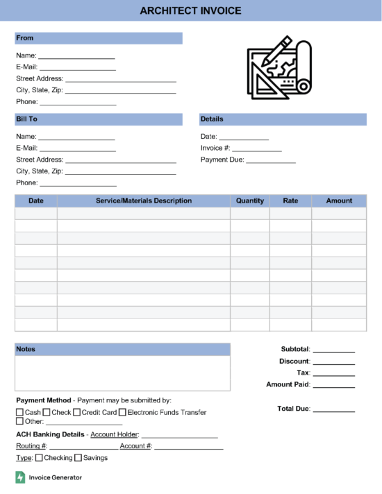 Architect invoice template