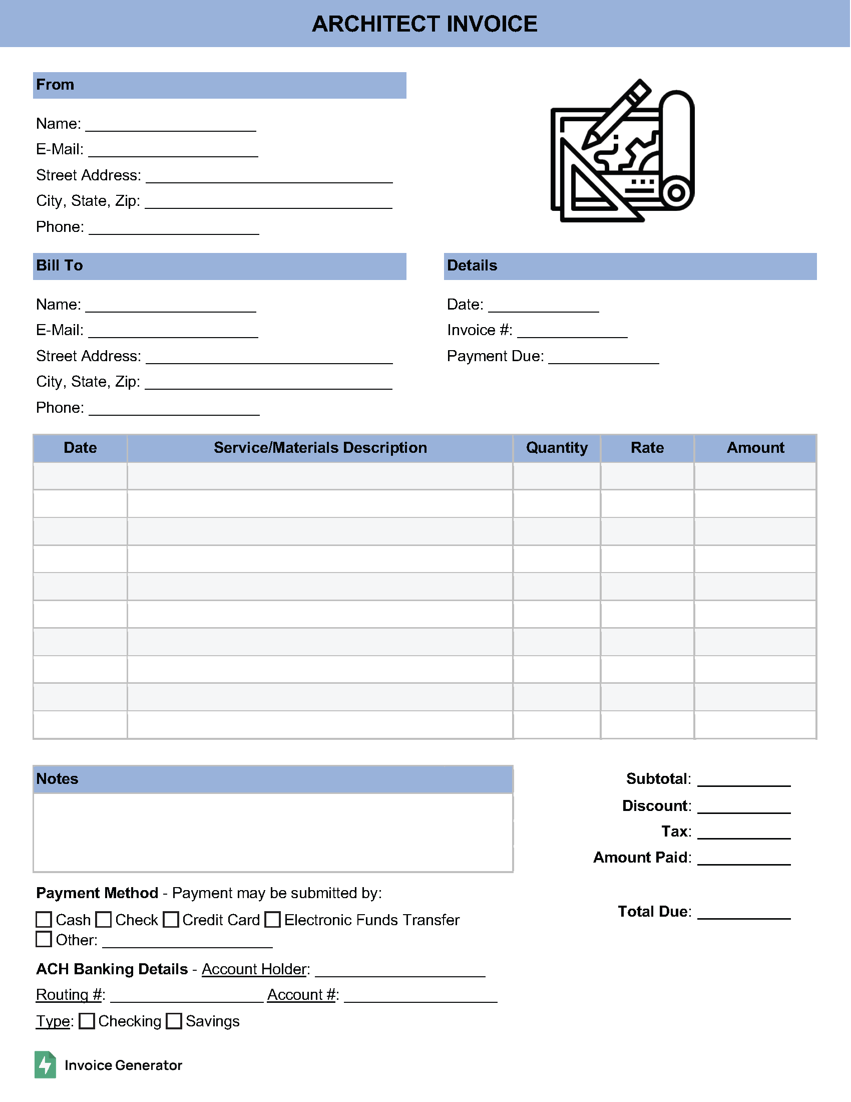Architect Invoice Template