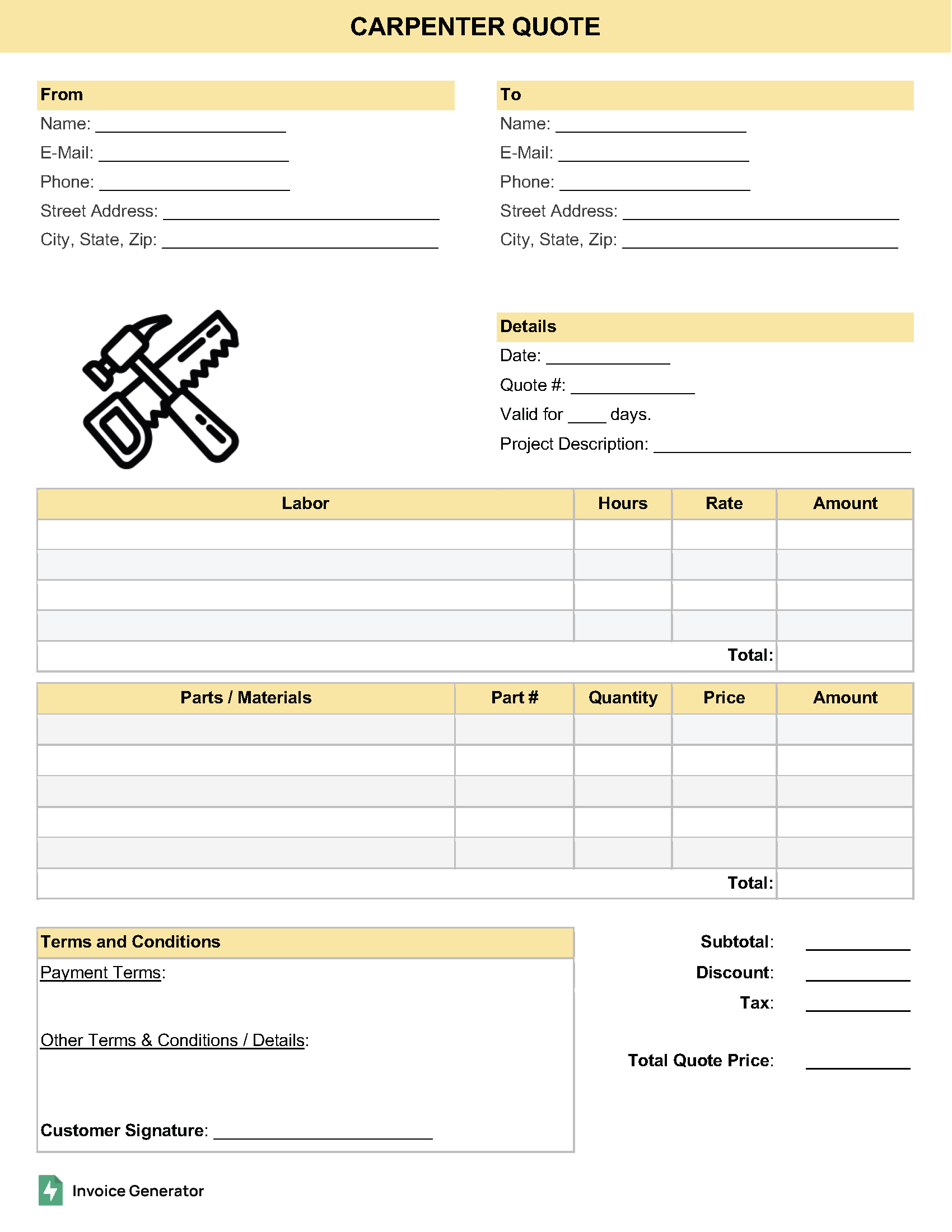 Carpenter Quote Template