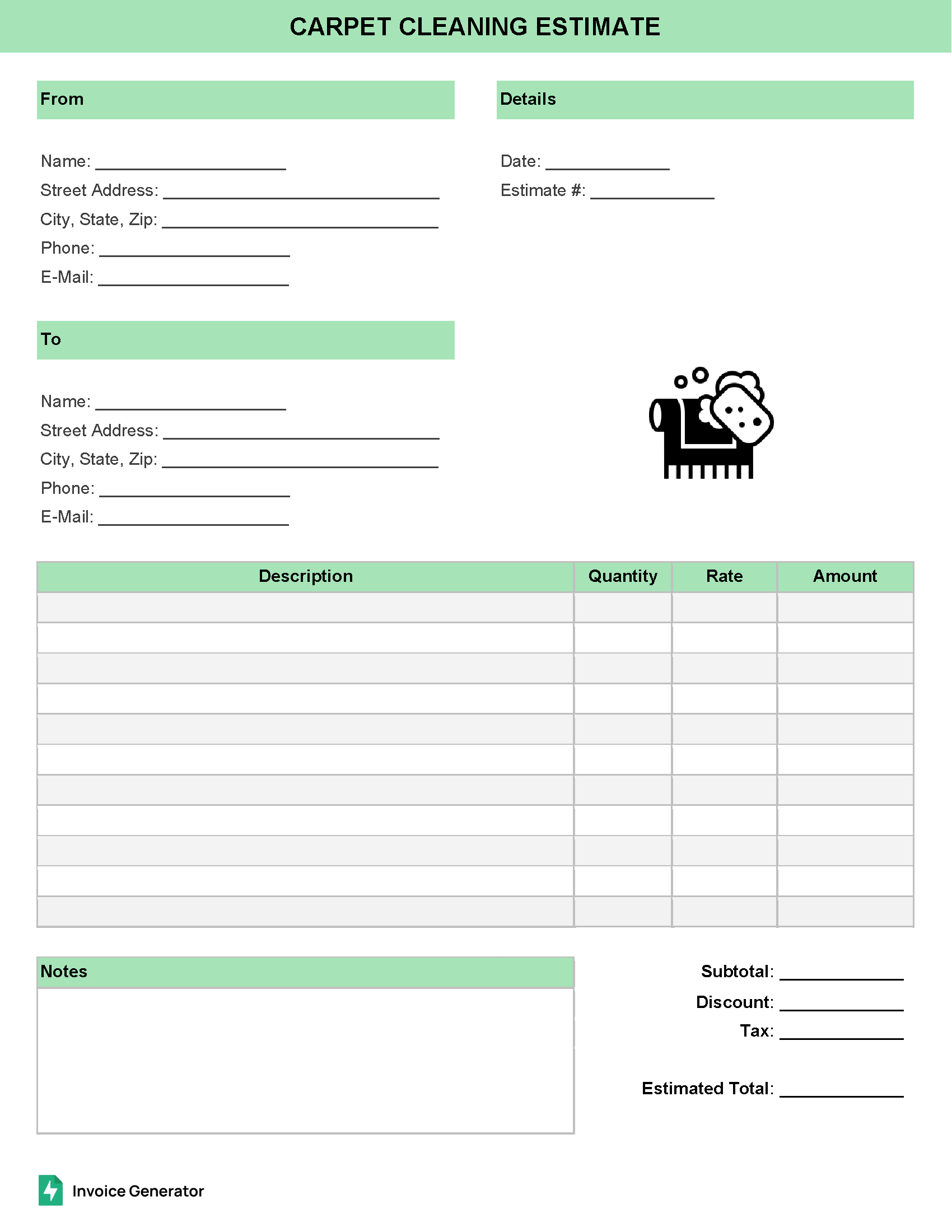 Carpet cleaning estimate template