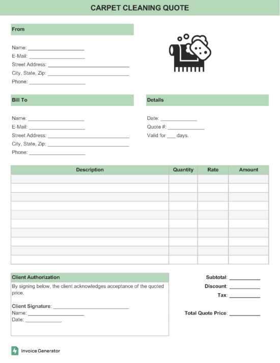 Carpet cleaning quote template