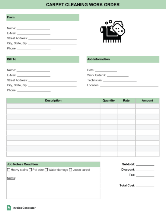 Carpet Cleaning Work Order Template