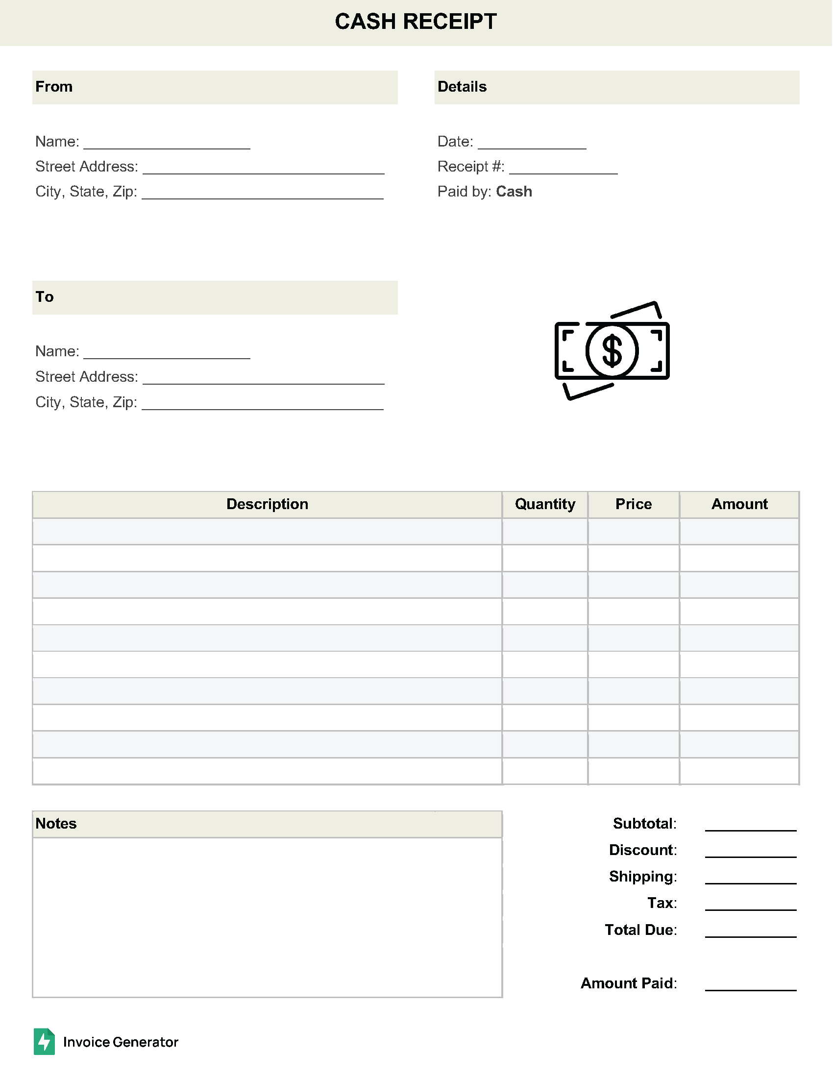 Cash Receipt Template
