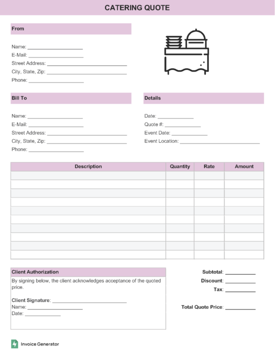 Catering Quote Template