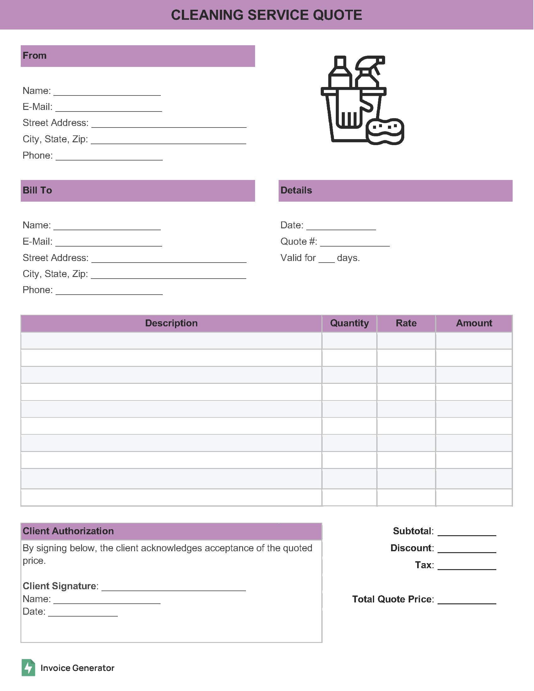 Cleaning Service Quote Template
