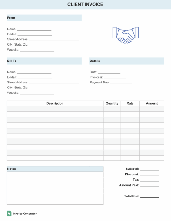 Client invoice template