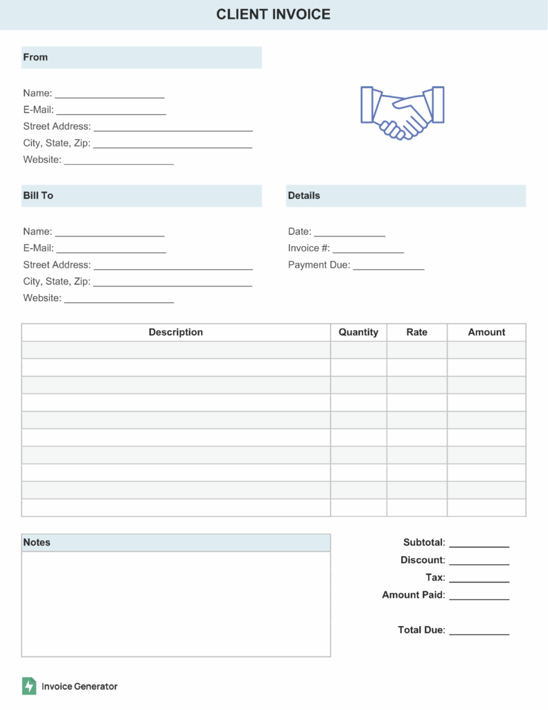 Free Client Invoice Template