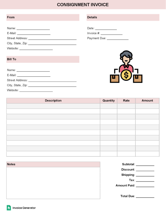 Consignment invoice template