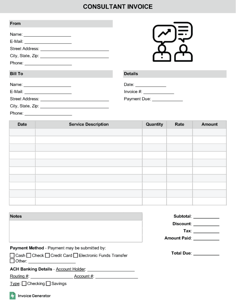 Consultant invoice template