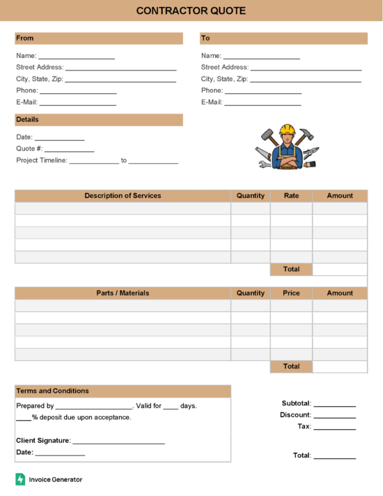 Contractor quote template
