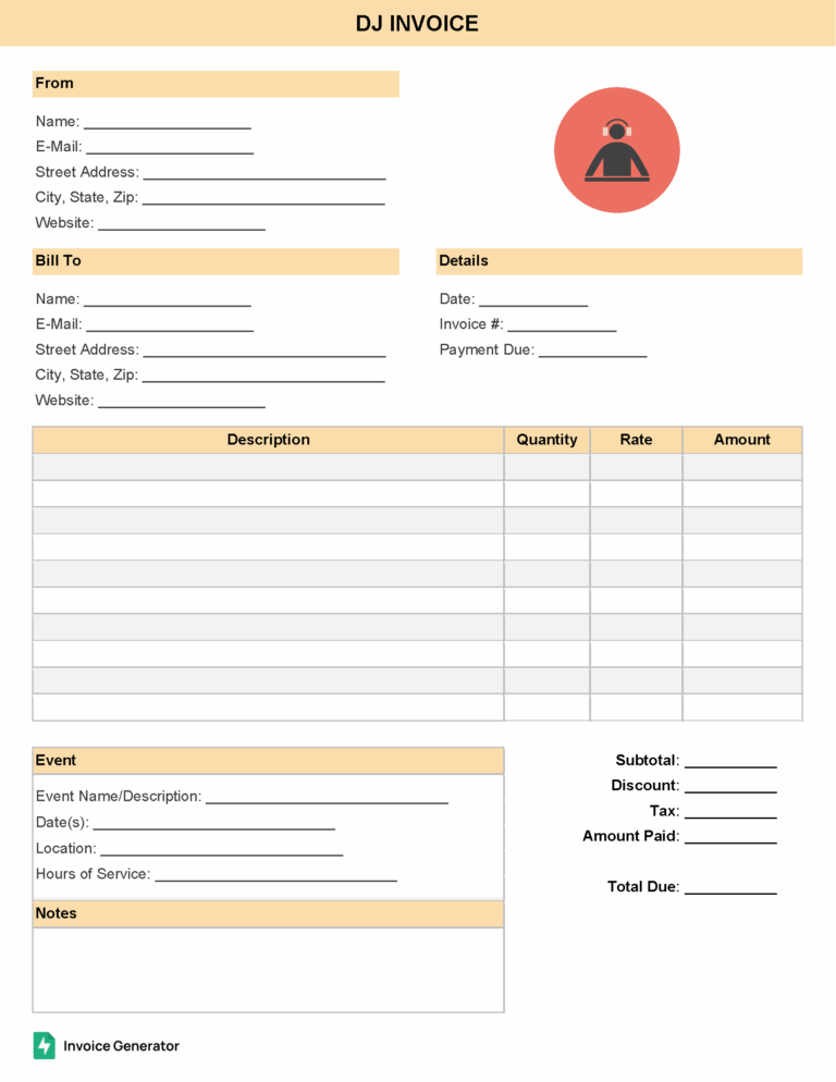 DJ invoice template