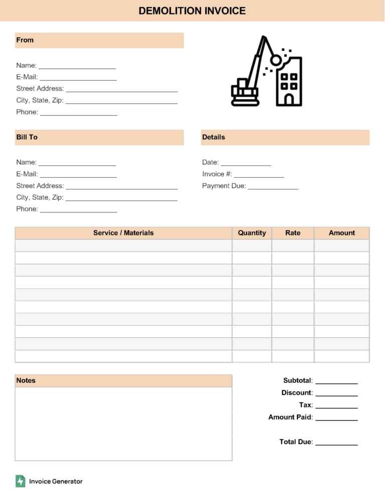 Demolitioninvoice template