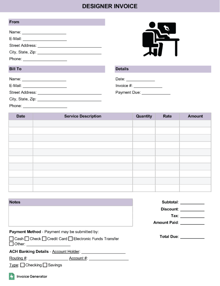 Desinger invoice template