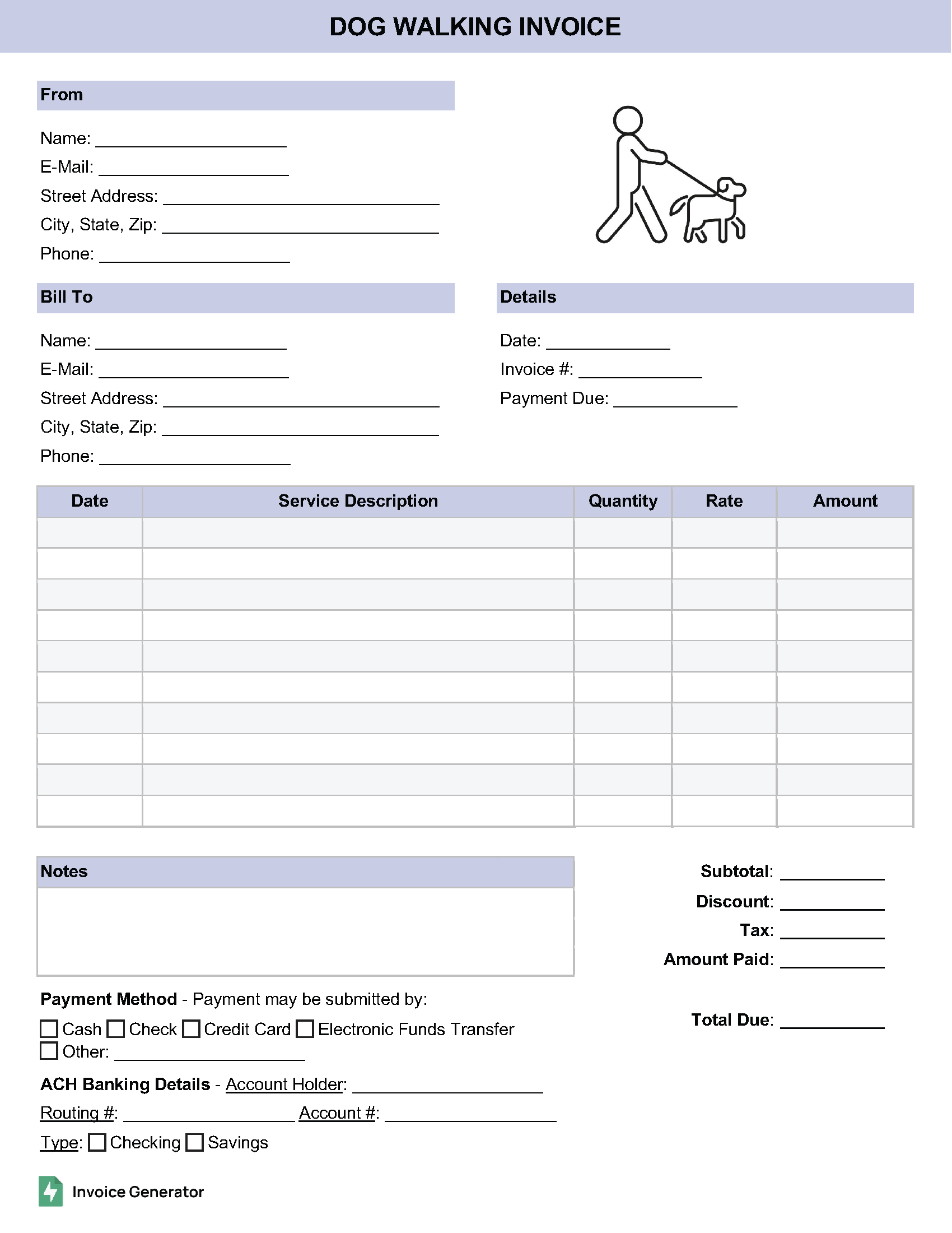 Dog Walking Invoice Template