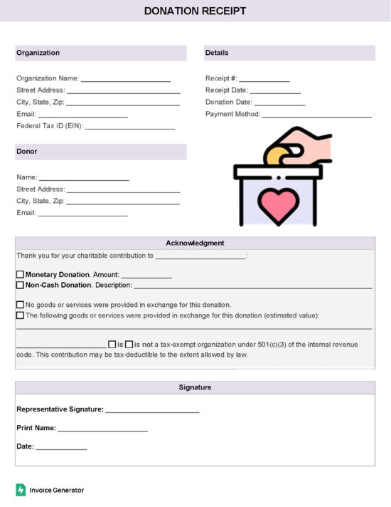 Donation receipt template