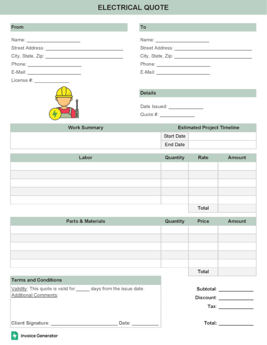 Electrical Quote Template