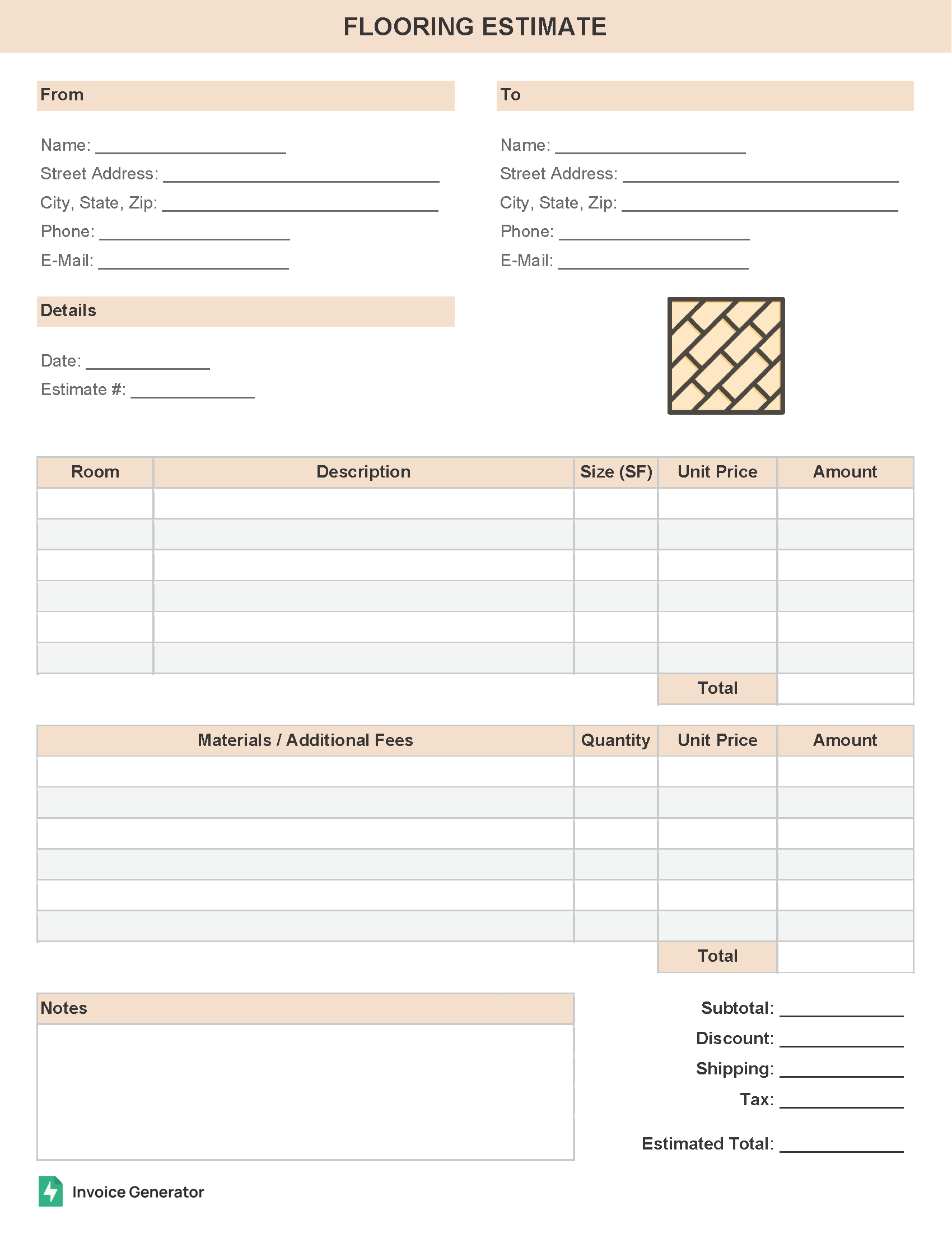 Flooring estimate template