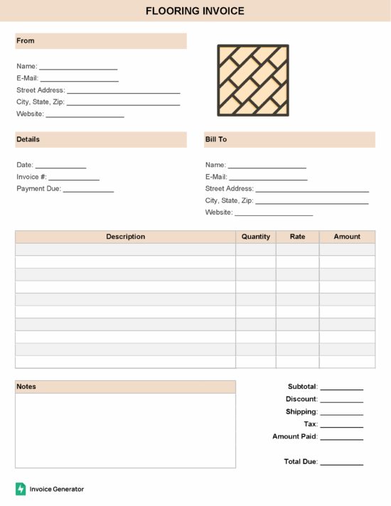 Flooring invoice template