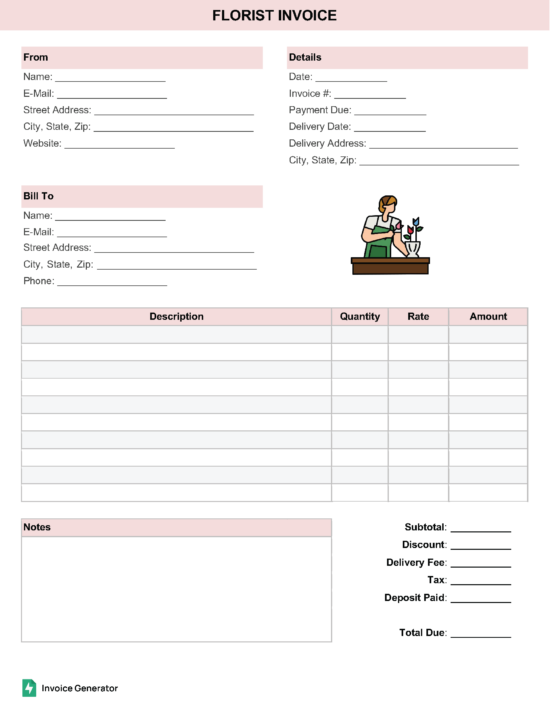 Florist invoice template