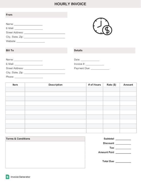 Hourly invoice template