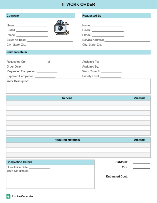 IT Work Order Template
