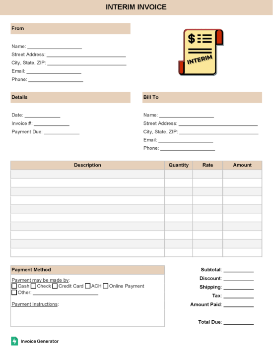 Interim invoice template