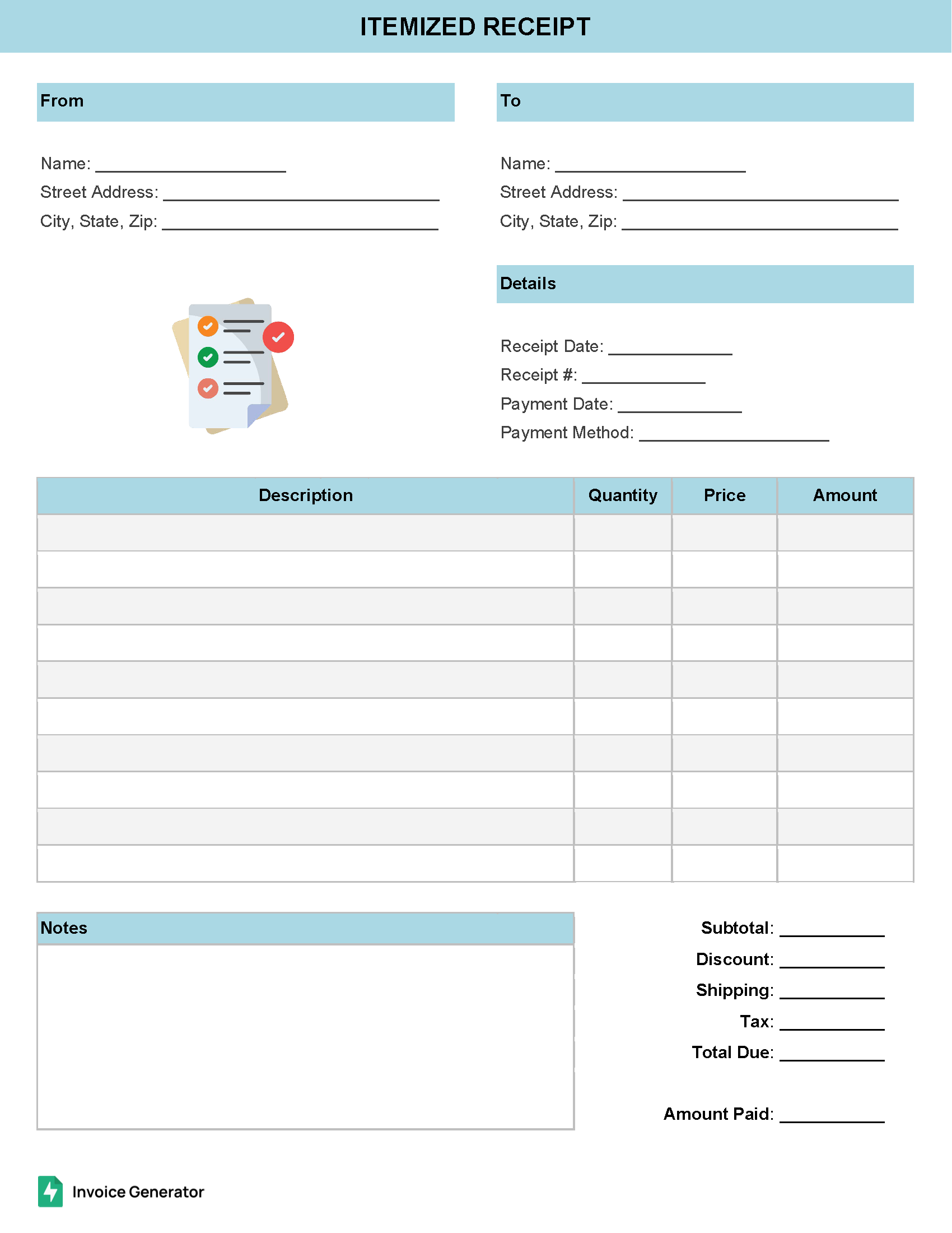 Itemized Receipt Template
