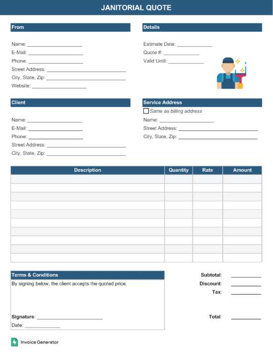 Janitorial quote template