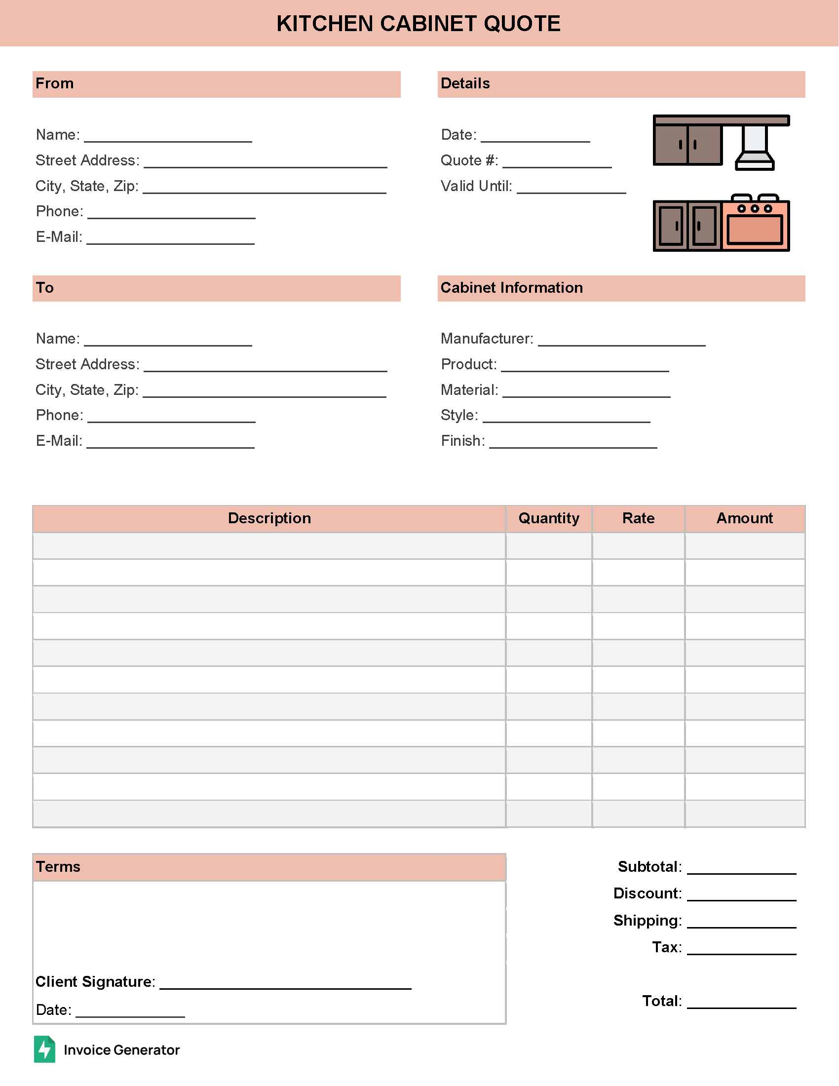 Kitchen Cabinet Quote Template