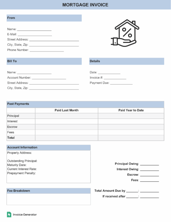 Mortgage invoice template