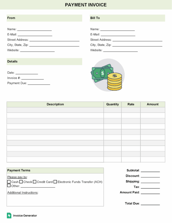 Payment invoice template
