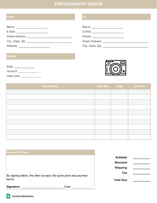 Photography quote template