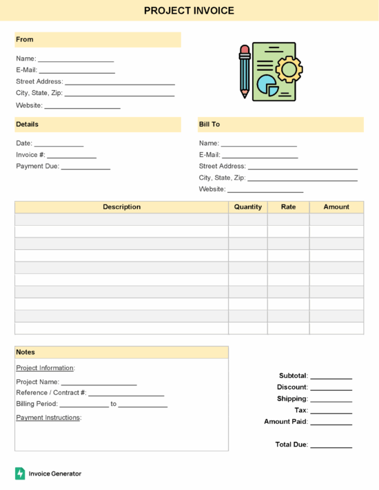 Project invoice template