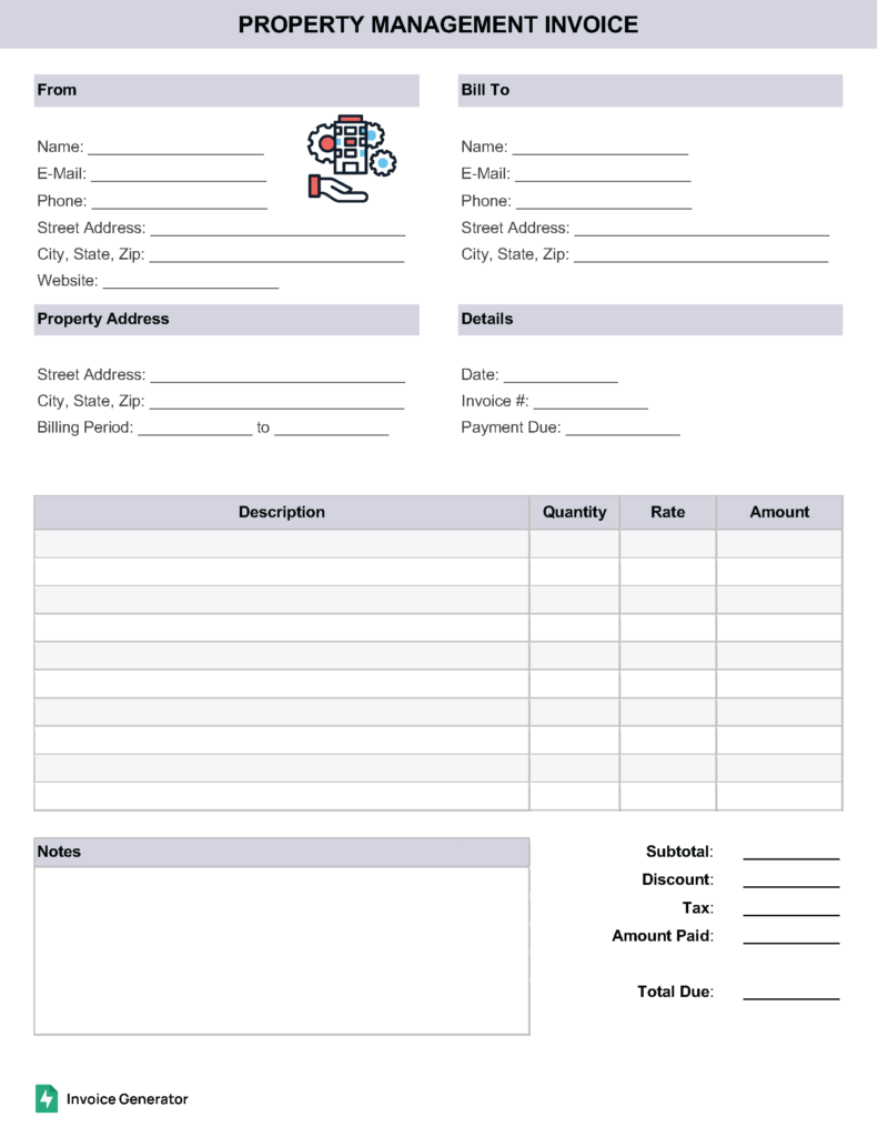Free Property Management Invoice Template | PDF | Word | Excel