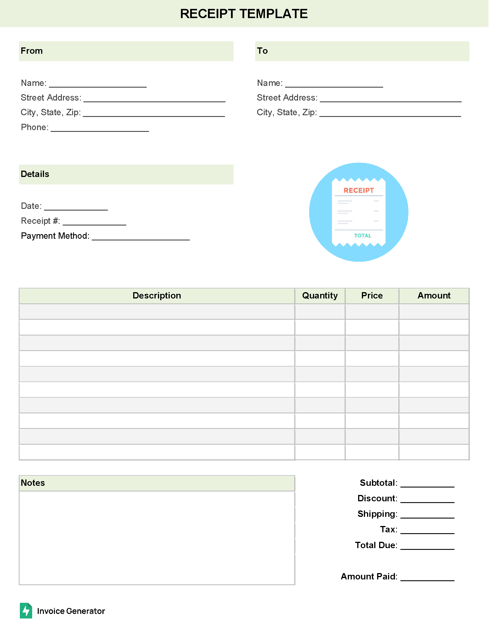 Receipt Templates (40+)