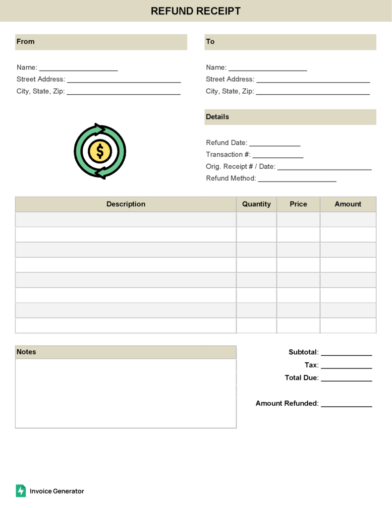 Free Refund Receipt Template | PDF | Word | Excel