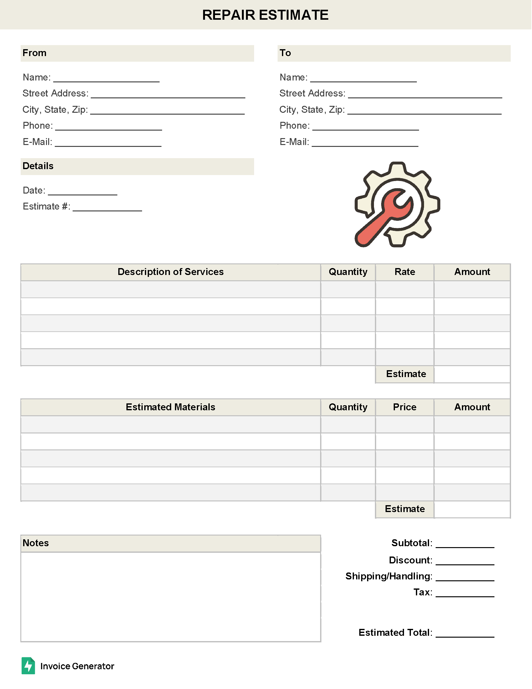 Repair Estimate Templates (25+)