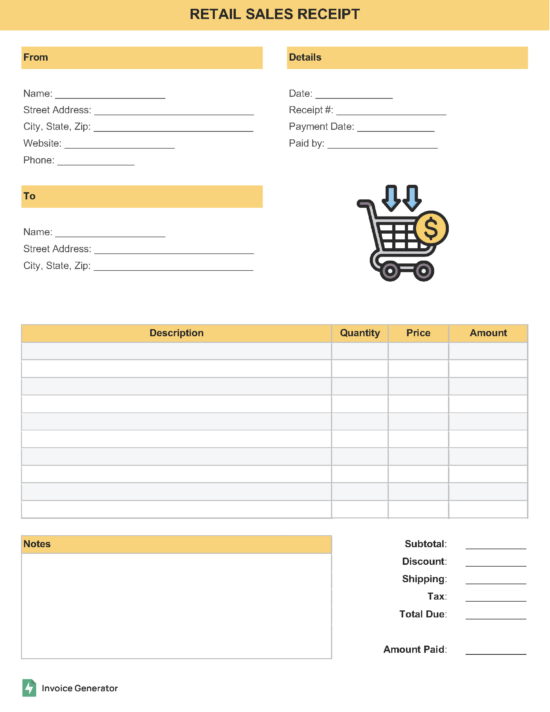 Retail Sales Receipt Template