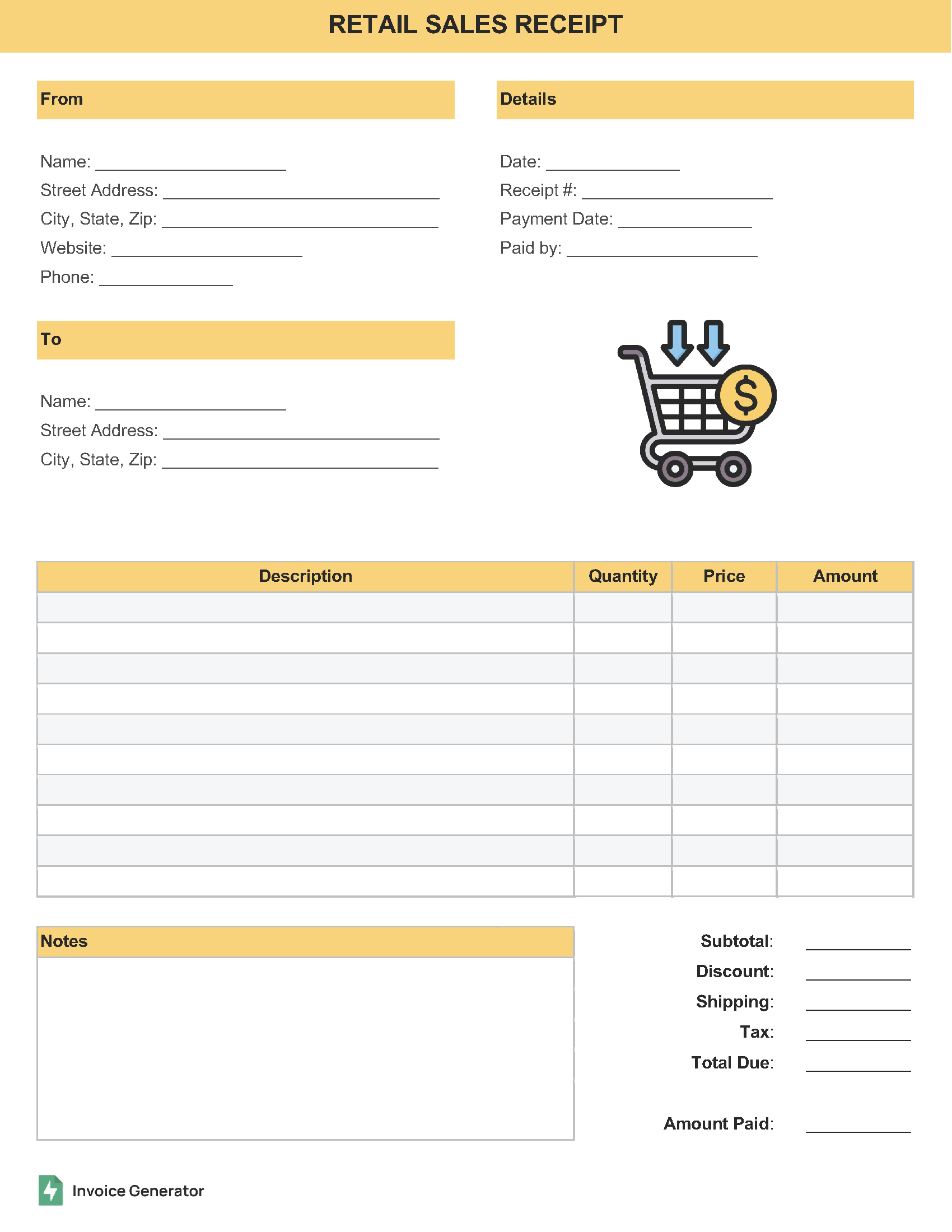 Retail Sales Receipt Template