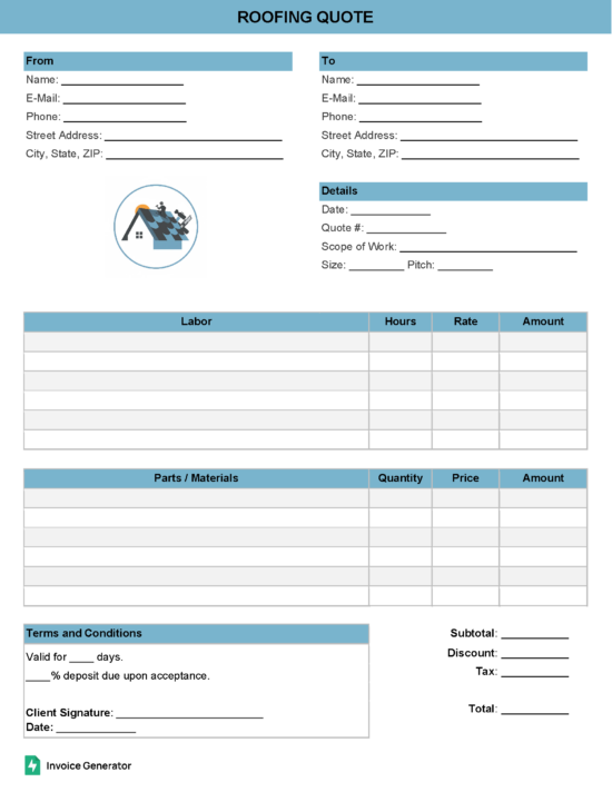 Roofing quote template