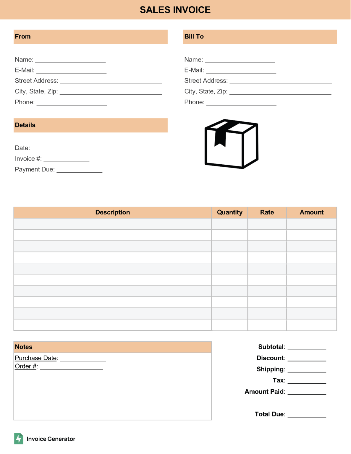 Free Sales Invoice Template