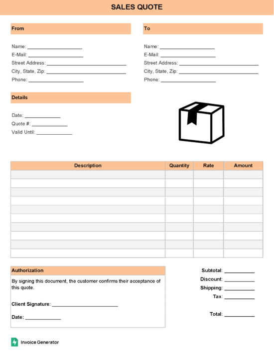 Sales quote template