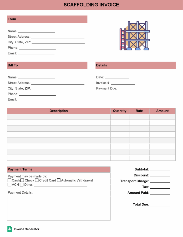 Scaffolding invoice template