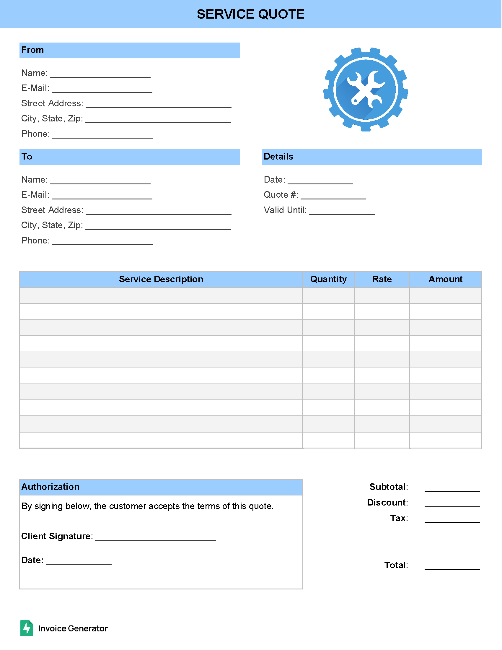 Service Quote Template