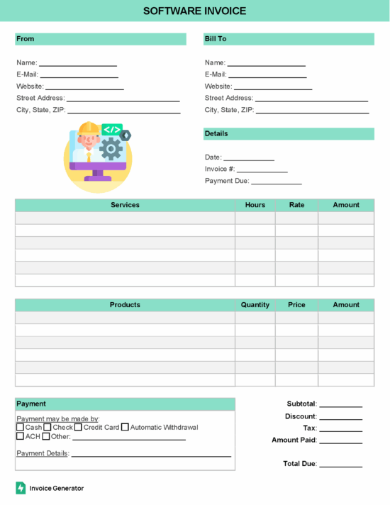 Software Invoice Template