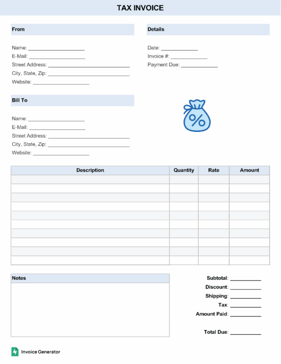 Tax invoice template