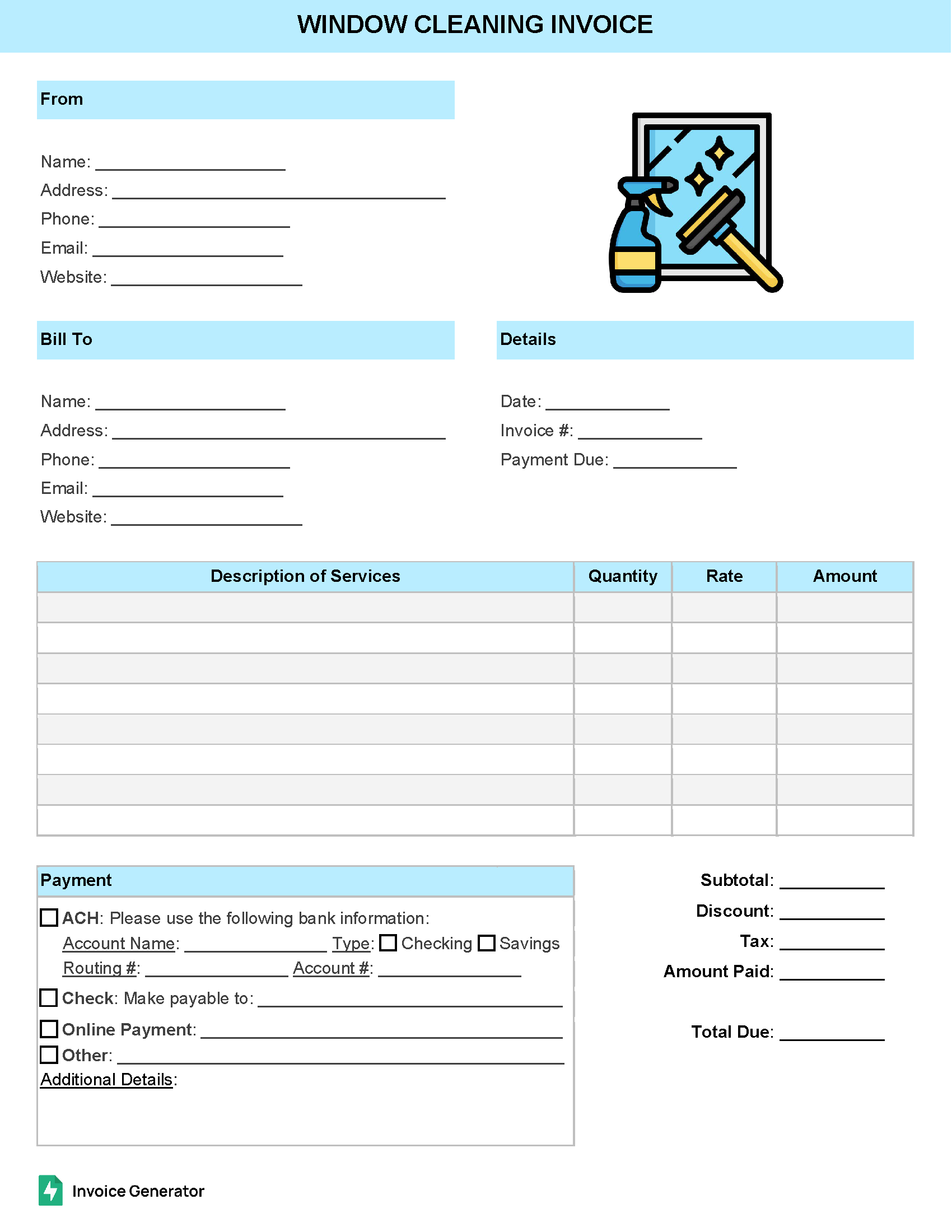 Window Cleaning Invoice Template